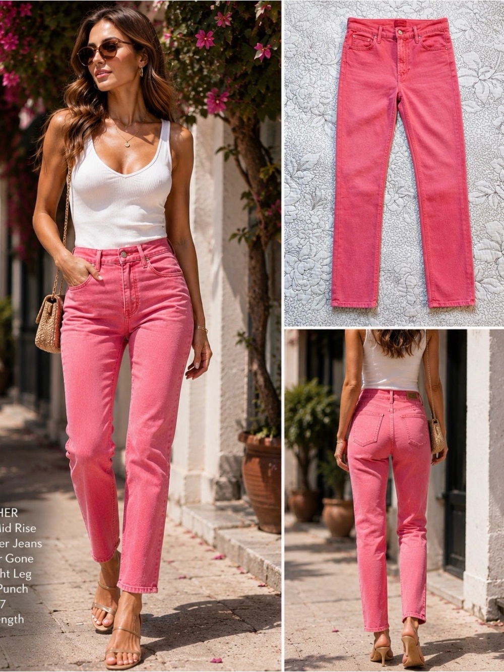 MOTHER The Mid Rise Dazzler Jeans So Far Gone Straight Leg Fruit Punch Sz 27💛
